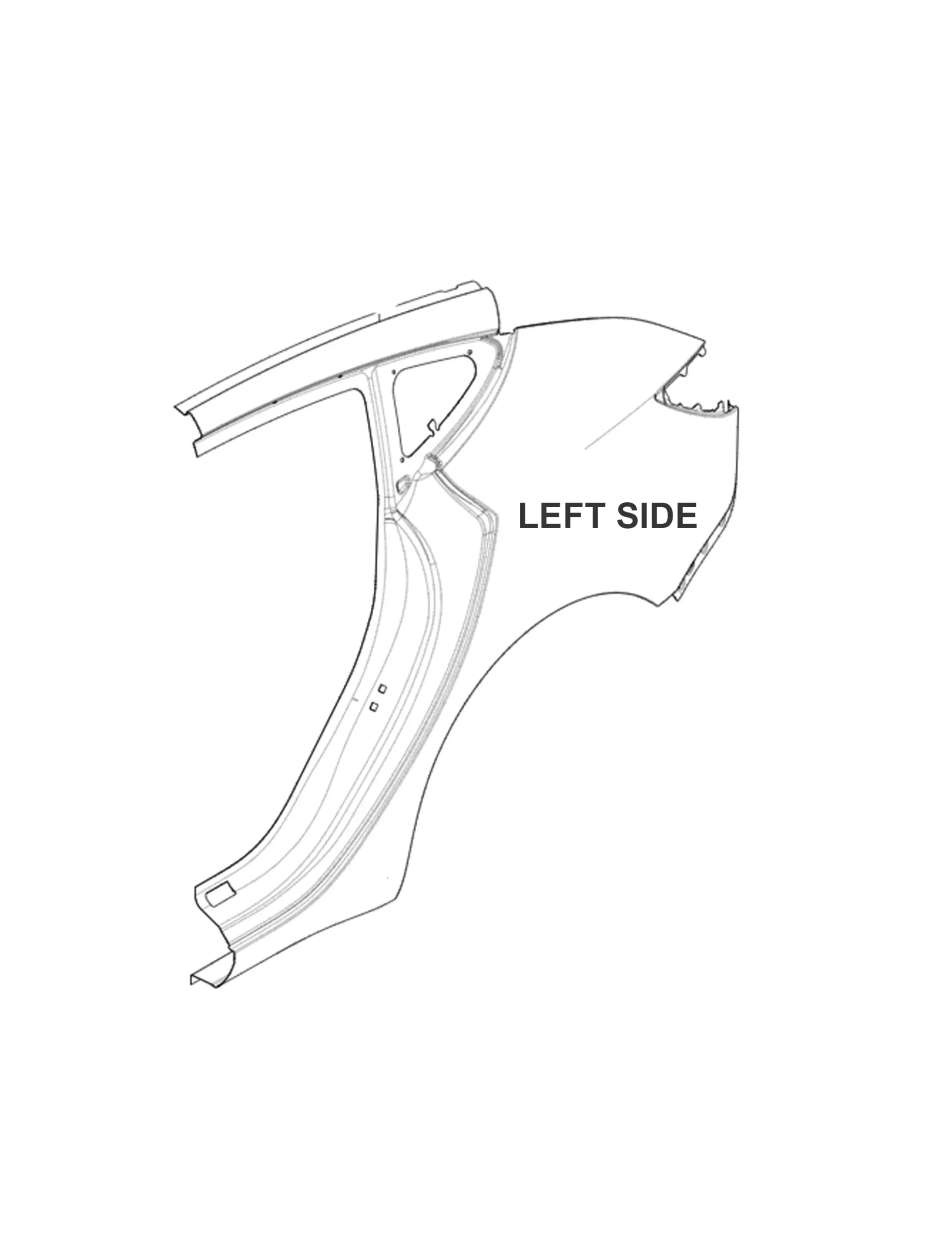 Tesla Model 3 Spatbord links 1910792-SC-A, REAR QUARTER OUTER PANEL LEFT
